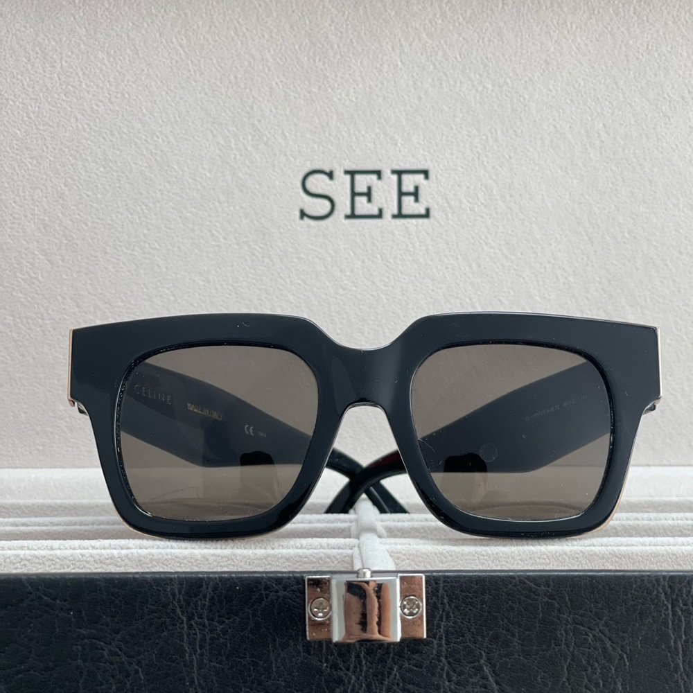 Celine sunglasses square with gold trim